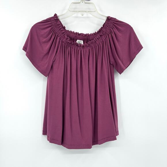 Wilfred Sartre Aritzia Off Shoulder Blouse Short Sleeve Mauve Womens Sz XXS - Picture 3 of 11